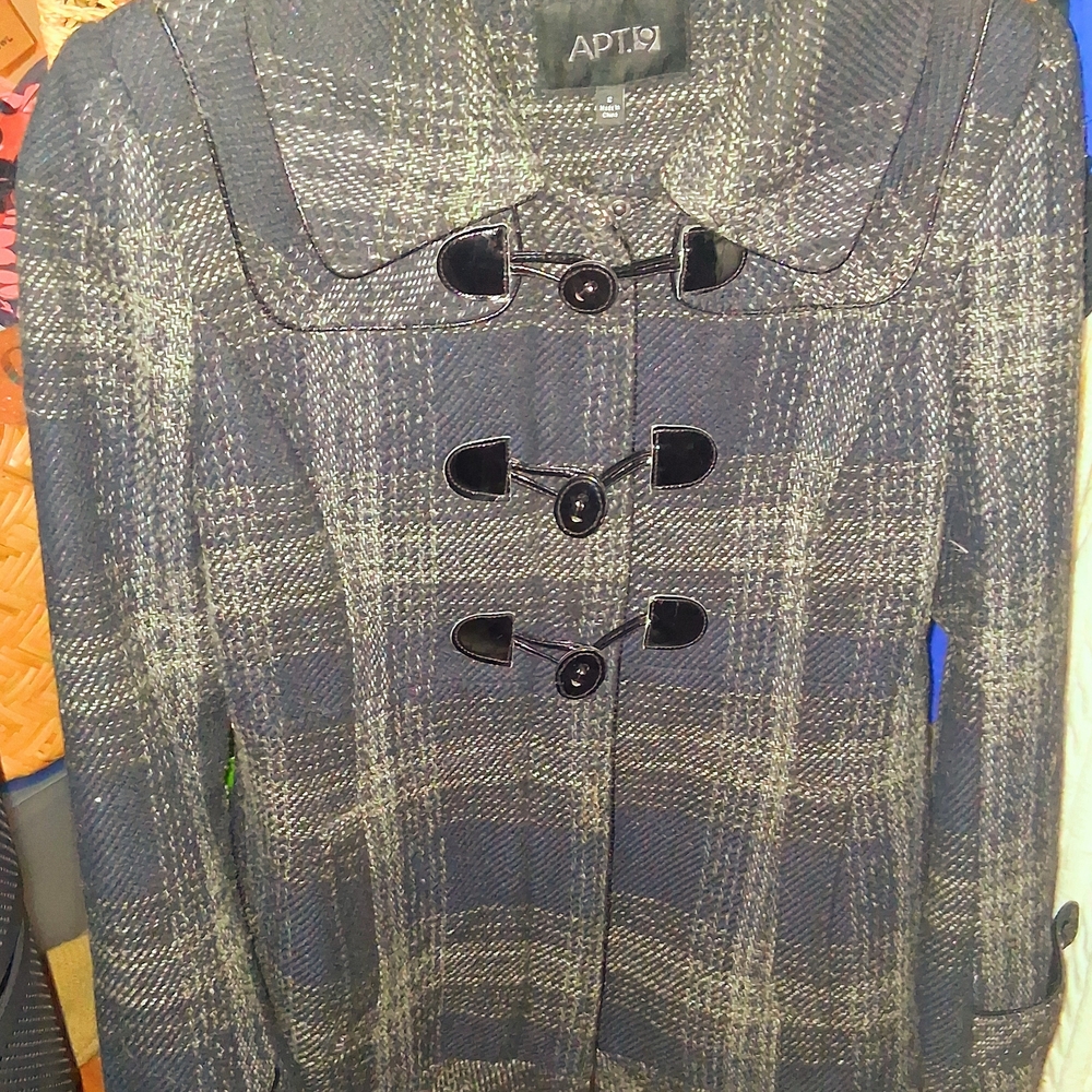 Apt. 9 Women's Gray Plaid Toggle Coat